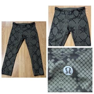 Lululemon size 4 green olive  Snake Print Leggings crop
